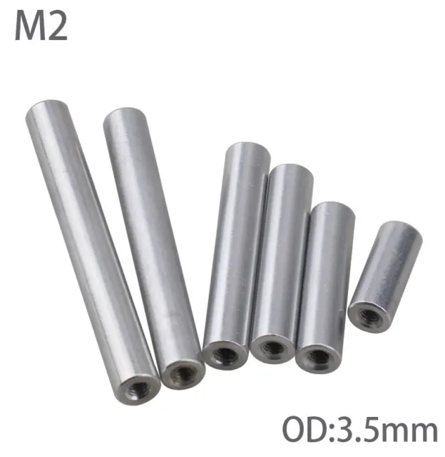 OD:3.5mm M2 Aluminum Column Round Threaded Sleeve Stud Standoff Nut Connector
