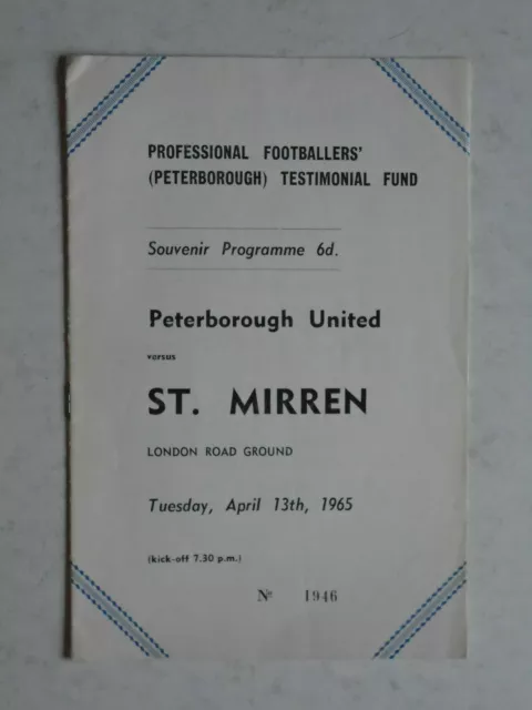 Peterborough United v St Mirren 1965 Peter McNamee Testimonial