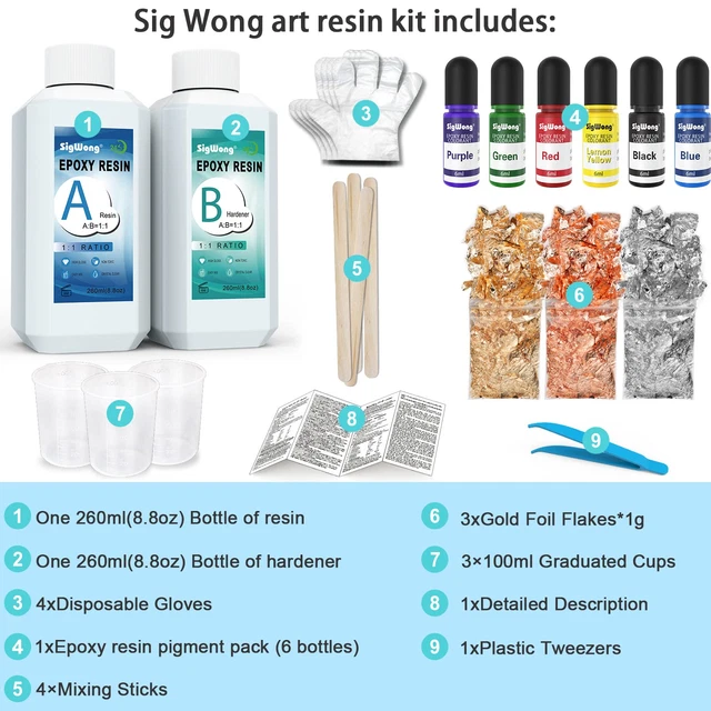 SIGWONG EPOXY RESIN Clear Crystal Coating Kit 541g/520ml 2 Part