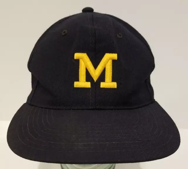 Vintage New Era Pro Model Michigan Wolverines Blue Wool Snapback Hat One Size