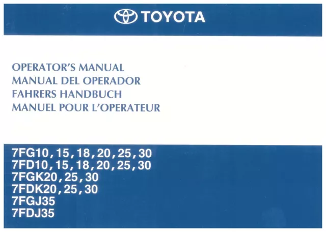 Forklift Operator Manual - Toyota 7 Series (1 - 3 Tonne)