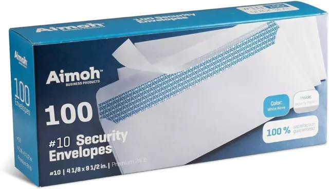 10 Security Tinted Self-Seal Envelopes-No Window-Enveguard Size4-1/8X9-1/2Inches