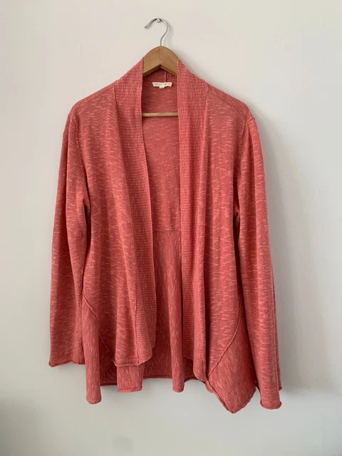 Eileen Fisher Leinen/Baumwollmischung offen drapiert Cardigan in Korallengröße Medium