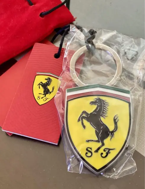 Ferrari Keychain Metal Scudetto plate keyring with tag New