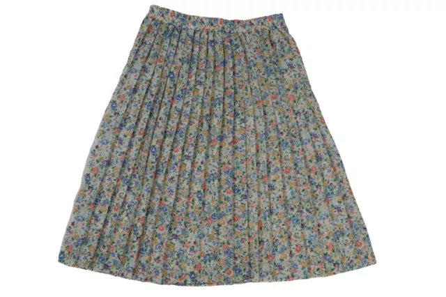 Graff Womens Multicolor Floral Elastic Waist Midi Pleated Pull up Skirt Size 12