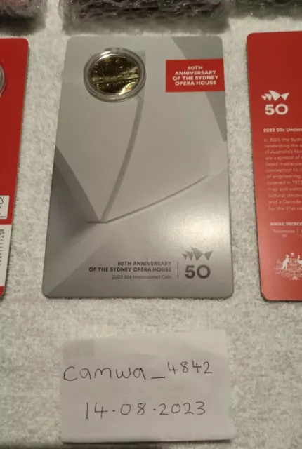 2023 Sydney Opera House 50 years - Carded UNC 50c Coin - FREE SHIPPING