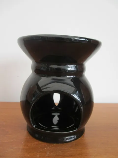 BLACK CERAMIC AROMATHERAPY OIL BURNER tea light candle Brand New