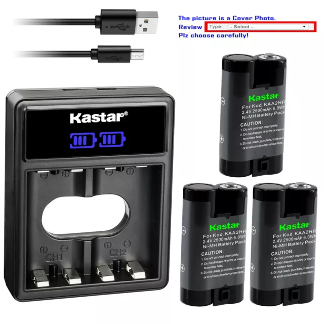 Kastar Battery Dual Charger for KAA2HR Kodak EasyShare C340 C360 C433 ZOOM C503