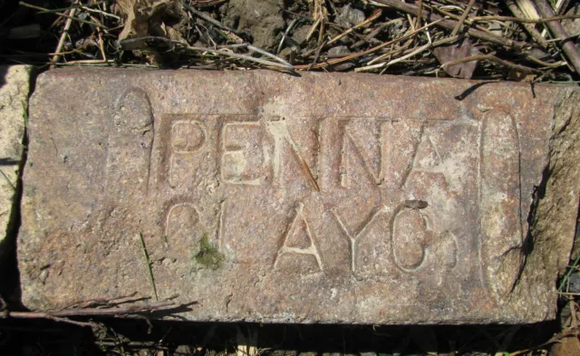 OLD VTG antique Brick reclaimed Stamped PENNA CLAY CO.  chipped corner Brick PC3