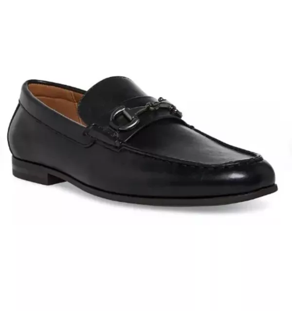 Steve Madden Men's Loafer Black Leather Size 9.5 P-Eason Style | Dress Shoe