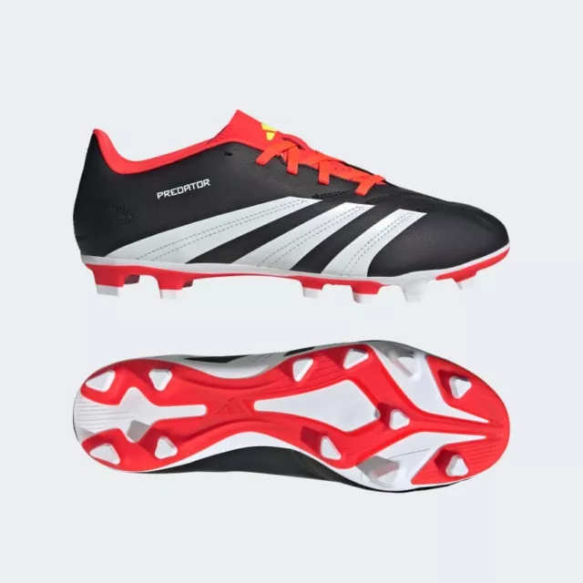 adidas Predator Club Football Boots Flexible Ground Mens Black Solar Red