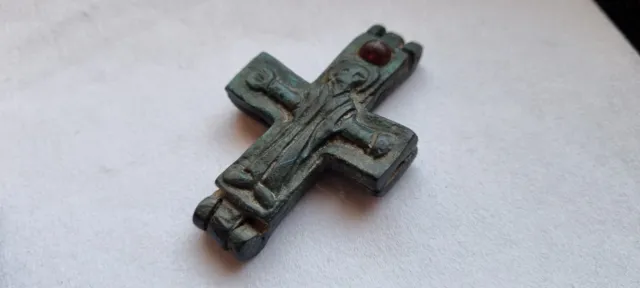 AUTHENTIC BYZANTINE ENKOLPION Reliquary  bronze Cross 2