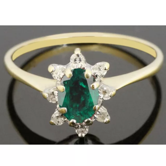 14KT Yellow Gold 1.25Ct 100% Natural Zambian Emerald IGI Certified Diamond Ring