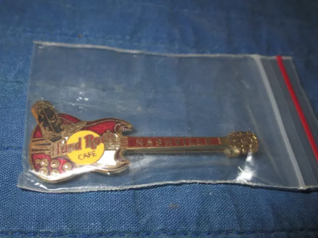 Hard Rock Cafe-Nashville-Cowboy Boot Red Guitar-Lapel Hat Pin-New