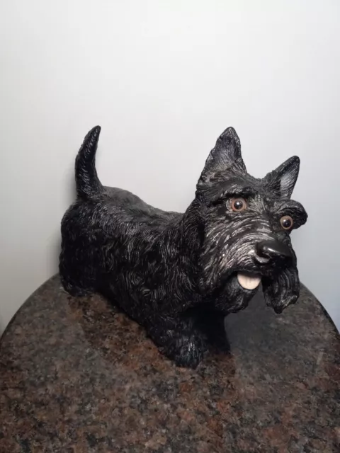 Vintage Realistic Large Scottish Terrier Resin Dog Statue/Sculpture(14"L x 12"T)