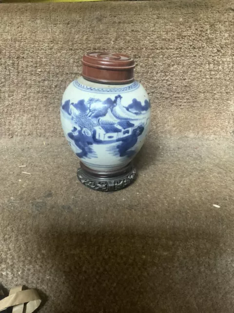 Chinese Blue And White 18th Century Ginger Jar,possibly Earlier 1740?