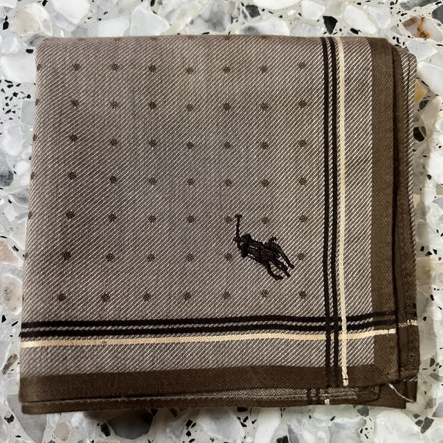 Classic Man Brown Handkerchief Cotton Vintage Pocket Square 18" Art Polka Dots