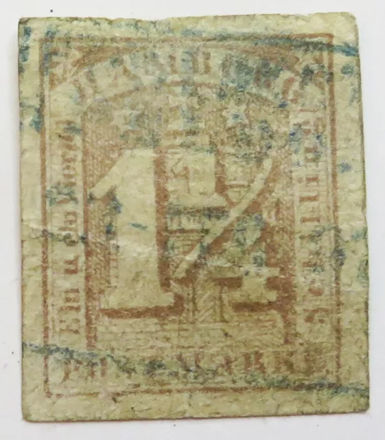 Briefmarke - Hamburg 1   1/4 Schilling - 1864 - Geschnitten