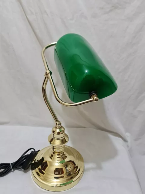 Bankers Desk Lamp Retro Vintage Classic Green  Shade Desk Light fully working