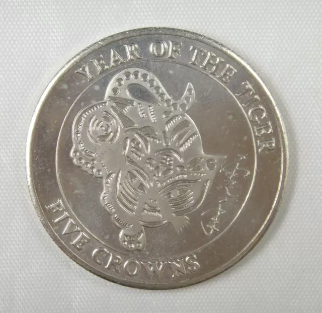 Turks and Caicos Islands 5 Crowns Coin 1998 UNC, Year of the Tiger