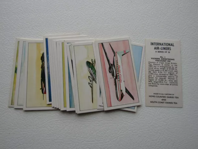 Home Counties Dairies Tea Cards 1965 INTERNATIONAL AIRLINERS Card Variants (e35)