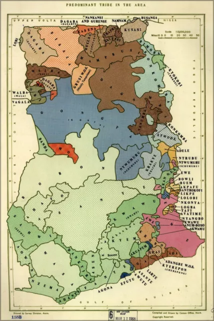 Poster, Many Sizes; Map Of Tribes In Ghana 1966