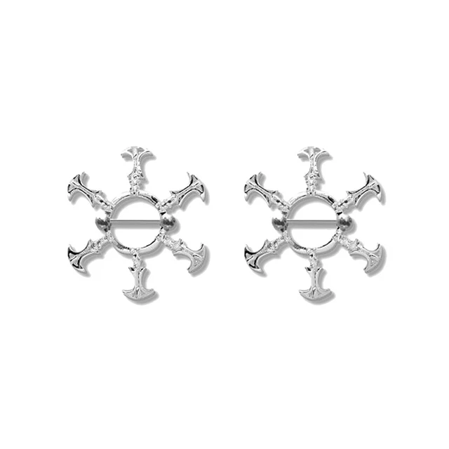Pair of Steel Barbell w/Nipple Shields Rings, 14 Gauge-116