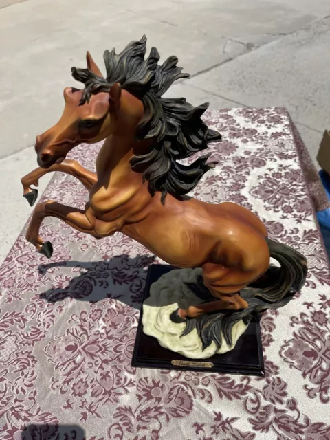 Classic Wildlife Collection Vintage Porcelain Brown/ Black Horse 16”X16”
