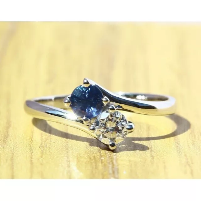 Two Stone Round Cut Lab-Created Sapphire Wedding Ring Real 925 Sterling Silver