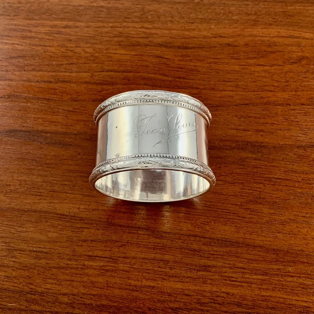 Emile Puiforcat French 950 Sterling Silver Napkin Ring Inscription Jean Louis