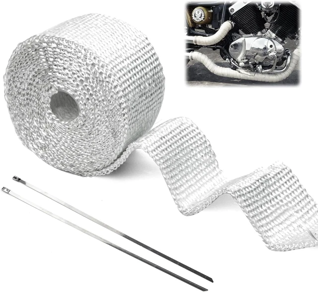 2x 15M Titanio Isolamento Termico Nastro Tubo Di Scarico Nero Con 24 Fascette Metalliche 94888487 - Foto 12