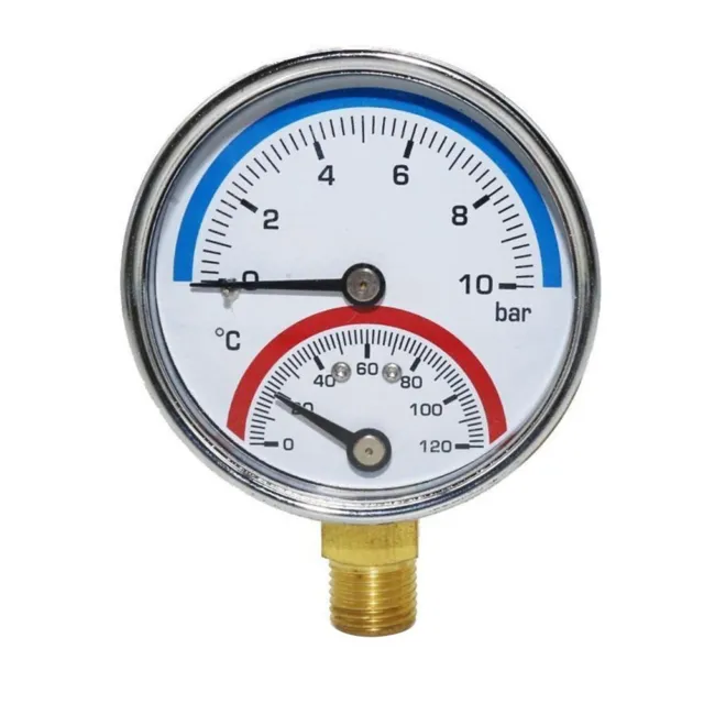 Temperatur Manometer Thermomanometer G1/4 Gewinde Kunststoff Wetter 0-10bar