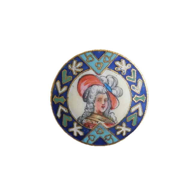 BOUTON ANCIEN -ÉMAIL peint- Duchesse de Devonshire - 27 mm -XIXe- Enamel Button EUR 140,00 - PicClick FR