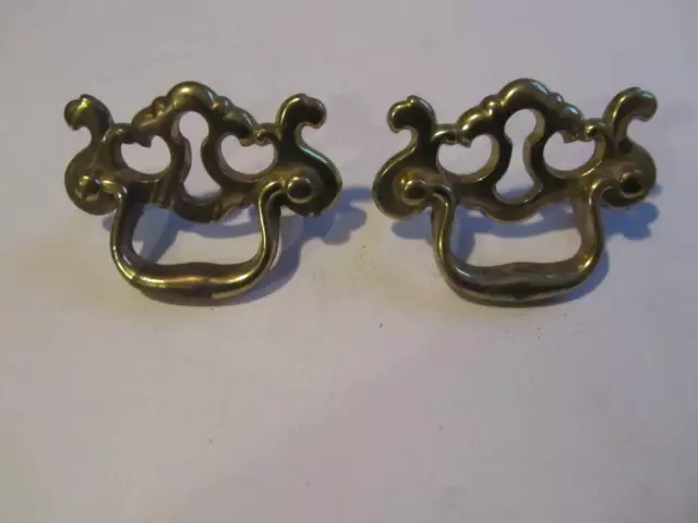 Lot of 2 Vintage Drawer Solid Pull Handles #4087-4 With Screws,2-1/2" hole mount