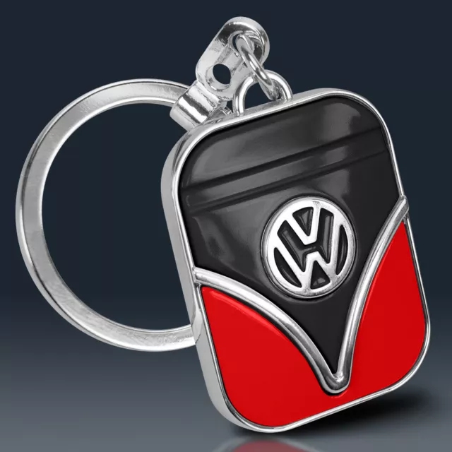 VW Bulli T1 Schlüsselanhänger | ROT SCHWARZ Metall | Volkswagen Lizenzware