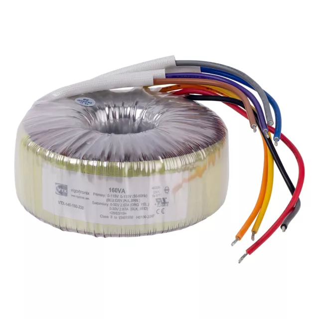 Vigortronix VTX-146-160-230 Toroidal Transformer 160VA 0-30V