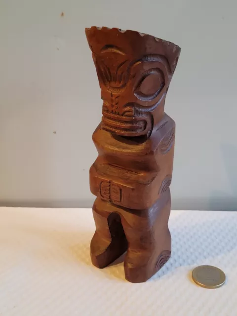 Statue sculpture de TIKI en bois sculpté Océanie Polynésie Pacific Islands 17cm