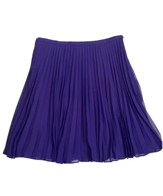 Halston Heritage Purple chiffon crepe Short Pleated Skirt Size 4