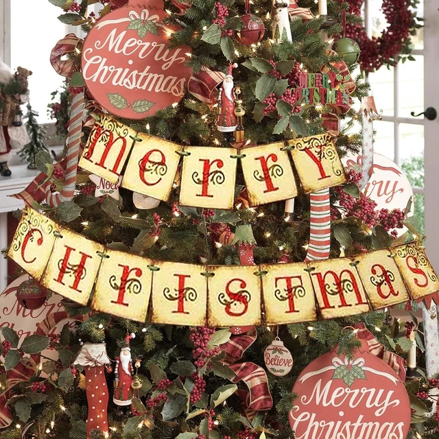 Frohe Weihnachten Girlande Banner Merry Christmas Banner Papier Hängend Deko