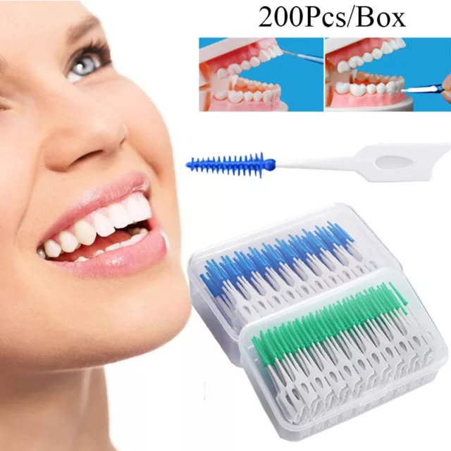 200PCS Silicone Interdental Brushes Super Soft Dental Teeth Floss Toothpicks