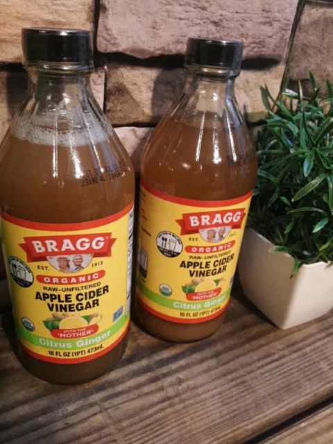 2 Organic Apple Cider Vinegar With The 'Mother', Honey, 16 fl oz (473 ml) X2