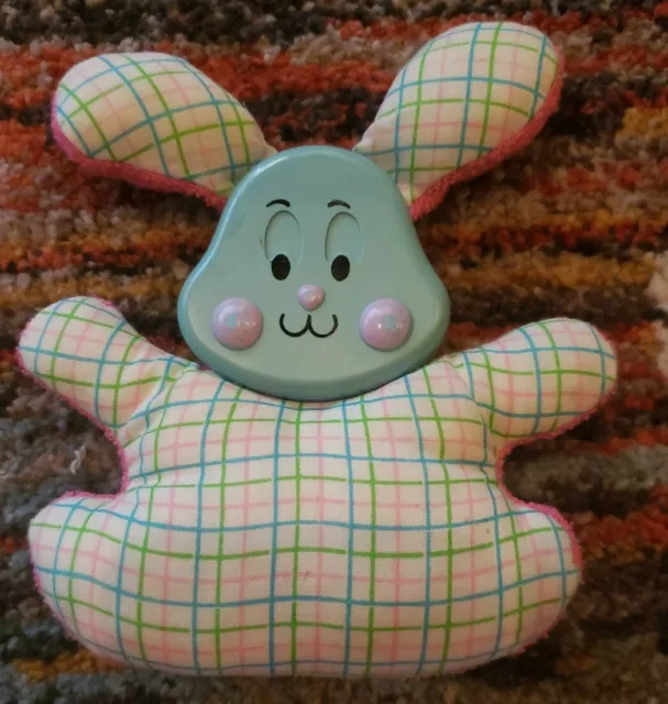 Vintage 1982 Fisher Price Soft Rabbit Stuffed Animal Plush Toy Rattle Baby