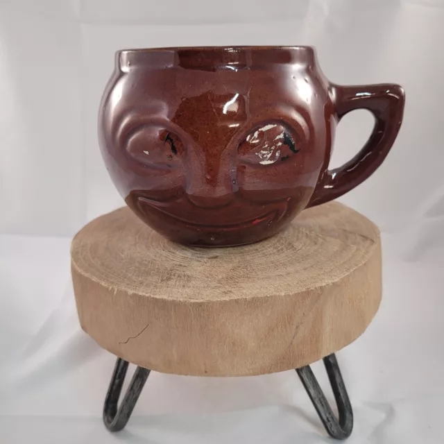 Vintage McCoy Pottery USA "Man in the Moon" Brown Glazed Coffee Mug / Read