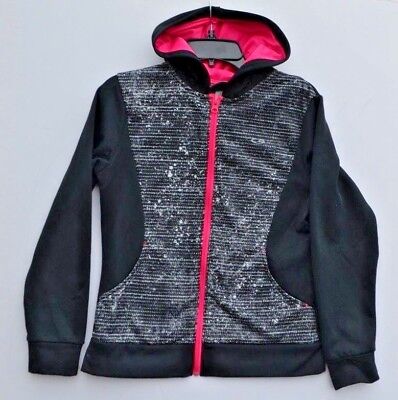 Champion Duo Dry Size L 10-12 Girl's hooded jacket, Black & Pink  full zip