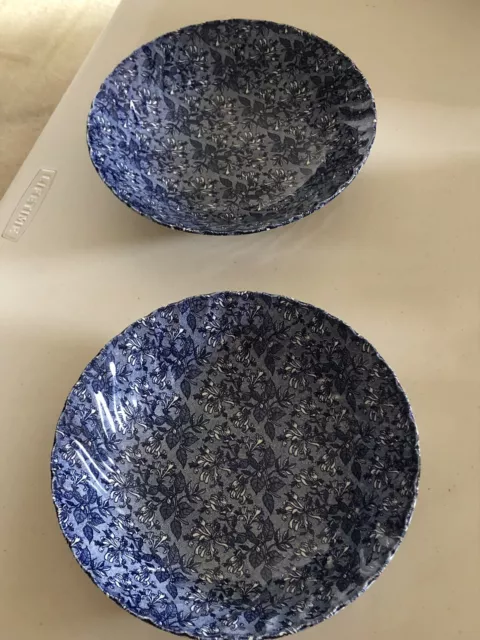 2 Royal Wessex By Churchill Calico Blue Floral Pasta Bowls 8,5”