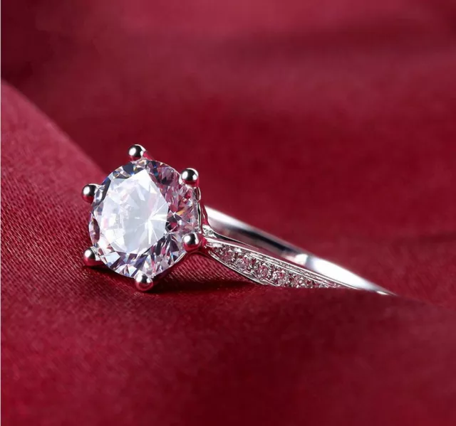 Pave 1.Ct CZ Silver SP Engagement Wedding Solitaire Ring RS25