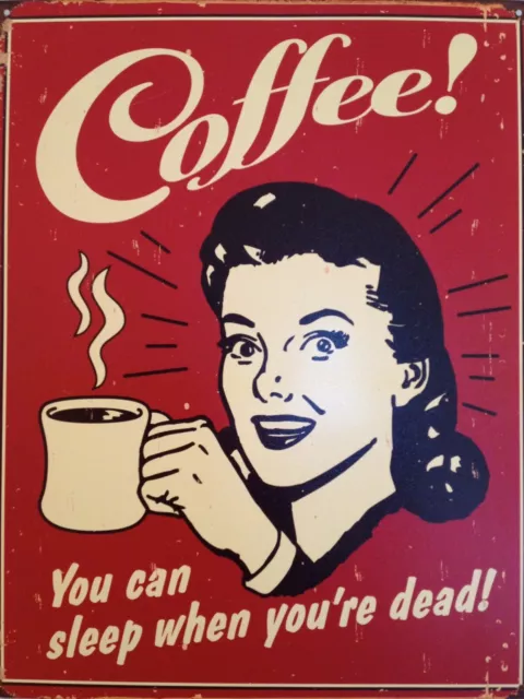 Retro Vintage Girl Coffee Drink Bar Pub Quote Print Poster Wall Art Picture A4 +