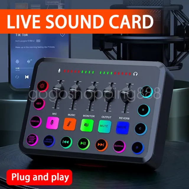 Gaming Audio Mixer Streaming Podcast/Recording DJ Music Mixer Sound Card Changer