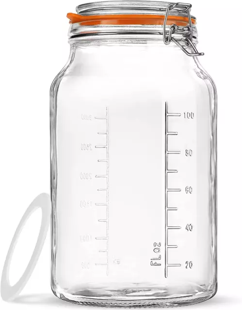 Super Wide Mouth Glass Storage Jar With Airtight Lids 1 Gallon Large Mason NEW