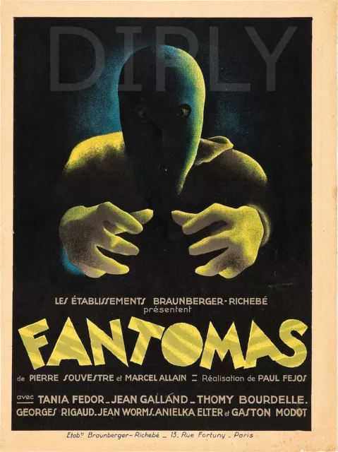 Repro Affiche Deco Cine Fantomas 1932 Galland Fedor Sur Papier 310 Ou 190 Grs